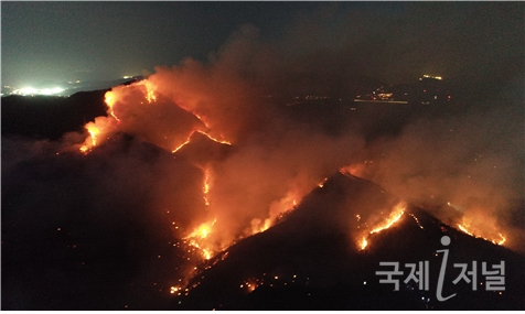 남부지방산림청, 부산 운봉산 야간산불 진화 총력대응