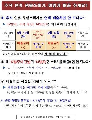 문경시, '추석 연휴기간 생활쓰레기 관리대책' 추진