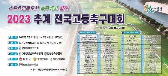 합천군, 2023 추계 전국고등축구대회 개최